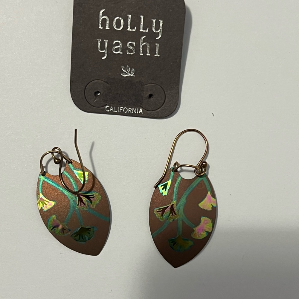 Holly Yashi Leaf Earrings in Brown and Green